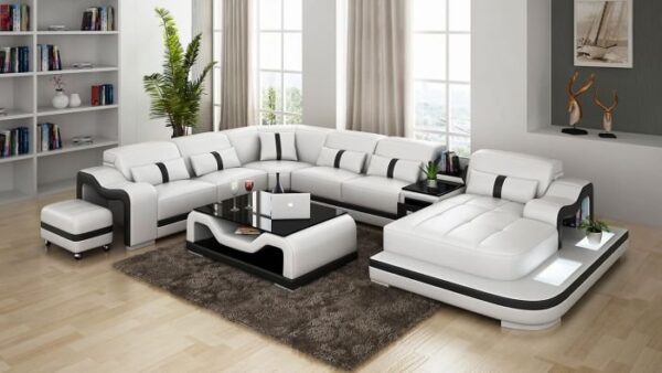 McManu Modern Leather Sectional with LED Light - Image 2